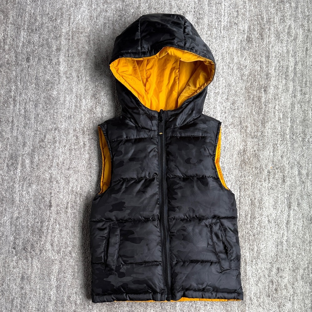 Appaman Black and Yellow Kids Reversible Puffer Vest